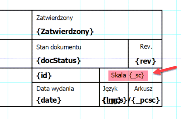 Skala w tabliczce rysunkowej